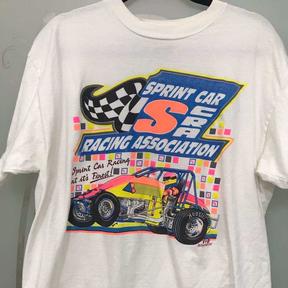 Vintage neon race car tee